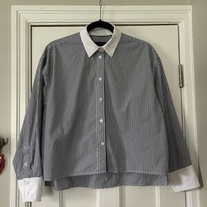 Women’s J. Crew Striped Navy and White Blouse